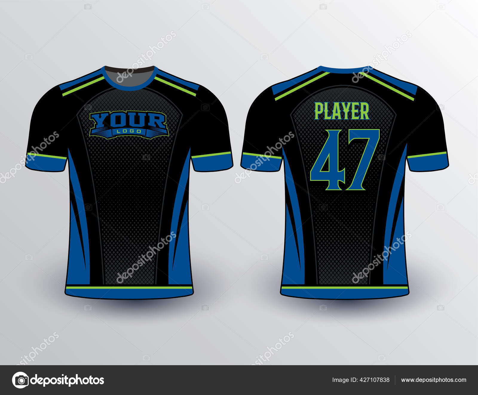 棒球垒球运动员装备的黑色背景皇家蓝色略带石灰绿色图案的球衣造型图库矢量图©Uniquesportsapparel 427107838, image size:1600x1324