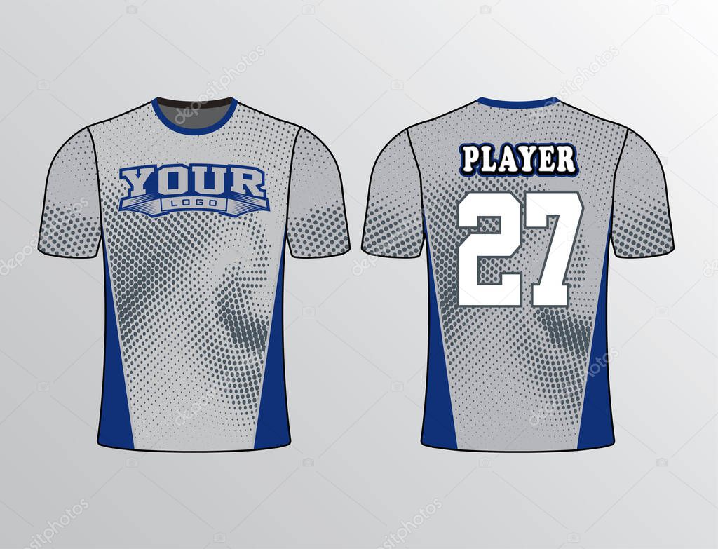 Grey base blue side insert filled with halftone pattern perfect for all sports team jersey adorable design