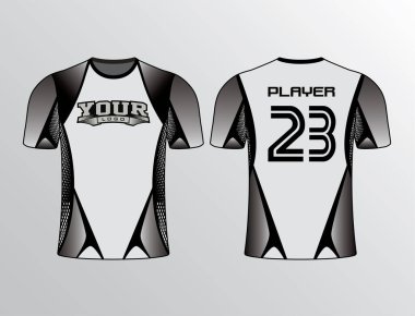 Siyah gri renkli gri renkli forma takım elbisesi şablonu her spor için mükemmeldir.