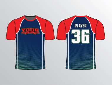 Dikdörtgen desenli kırmızı renklerle dolu mavi gradyan tüm spor takımları için mükemmel.