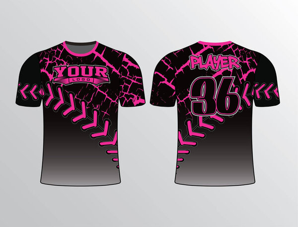 Softball big stitch marks filled with black and hot pink and top filled with the crack pattern perfect for all sports team gear