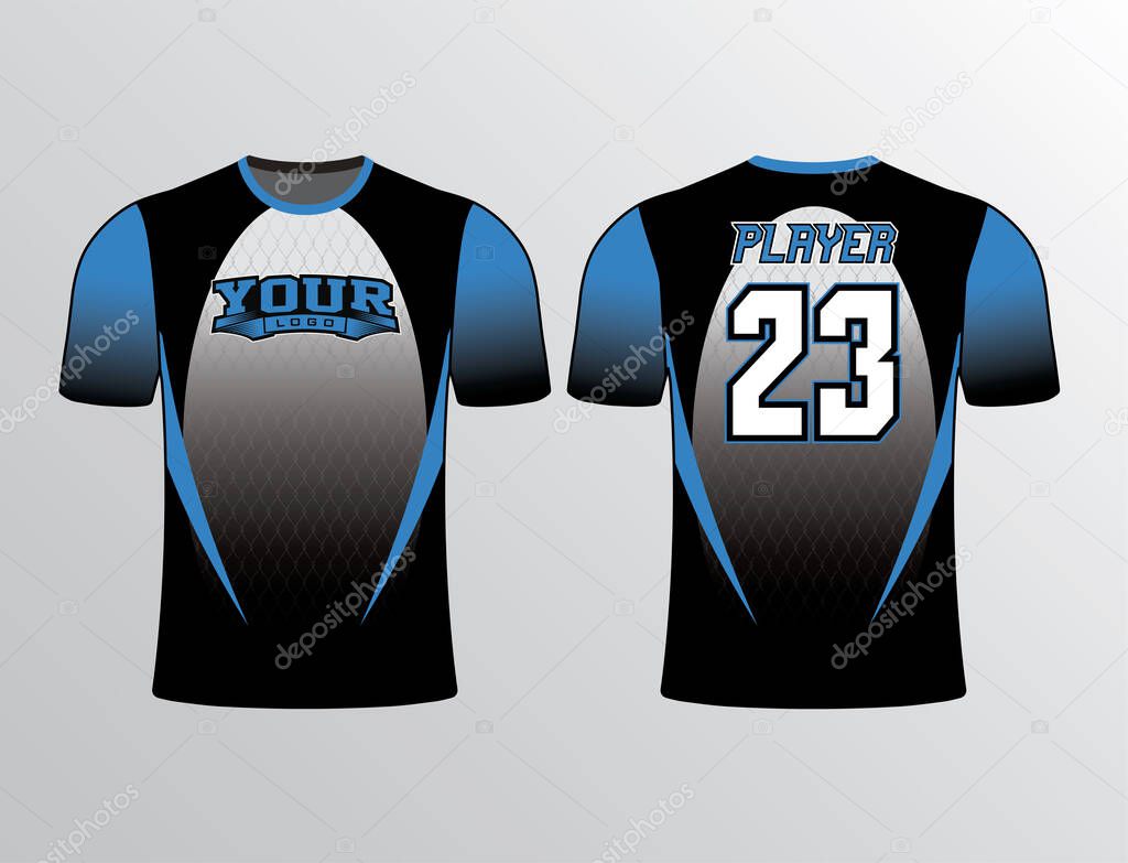 Gradient base with blue and black colors filled with cross wire pattern for sports team gear mockup perfect for all sports