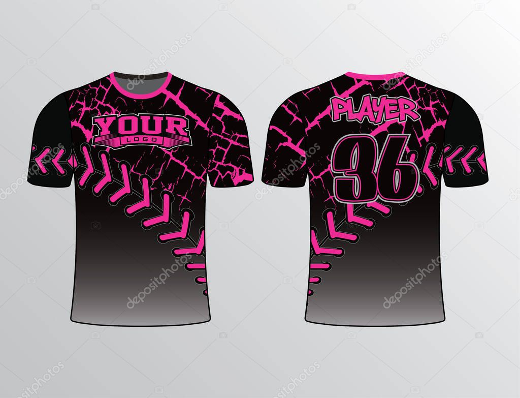 Softbol Grandes Marcas Puntadas Llenas Negro Rosa Caliente Parte