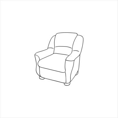 Sıcak ev sandalyesi. Doodle tarzında elle çizilmiş vektör çizimi. Siyah hat beyaz arka planda izole edilmiş. Yazdırma ve web tasarımı için resim çizimi