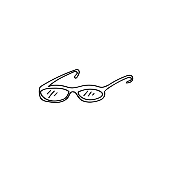 चष्मा. डूडल चिन्ह. चष्माच्या रेखाटनेचे साधे वेक्टर हाताने काढलेले उदाहरण. पांढरा पार्श्वभूमीवर काळा बाह्यरेखा — स्टॉक व्हेक्टर