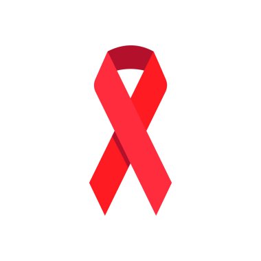 Kızıl AIDS farkındalık kurdelesi ikonu. HIV 'i durdur. Dünya AIDS günü vektör sembolü beyaz arkaplanda izole edildi