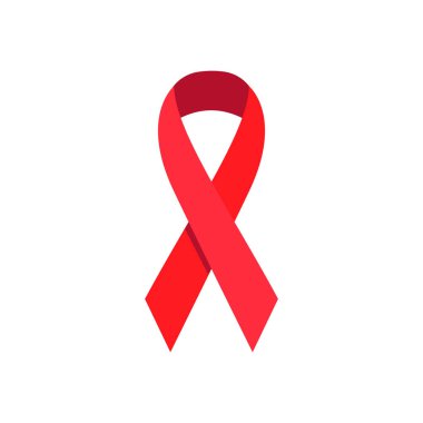 Kızıl AIDS farkındalık kurdelesi ikonu. Dünya AIDS Günü. HIV 'i durdur. Beyaz arkaplanda izole edilmiş vektör sembolü
