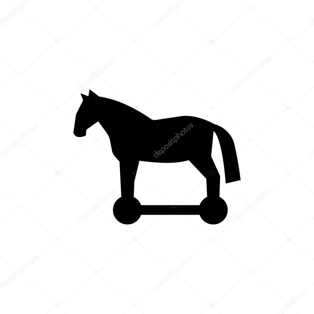 Icono del caballo de Troya. Silueta de un caballo de Troya. Símbolo de