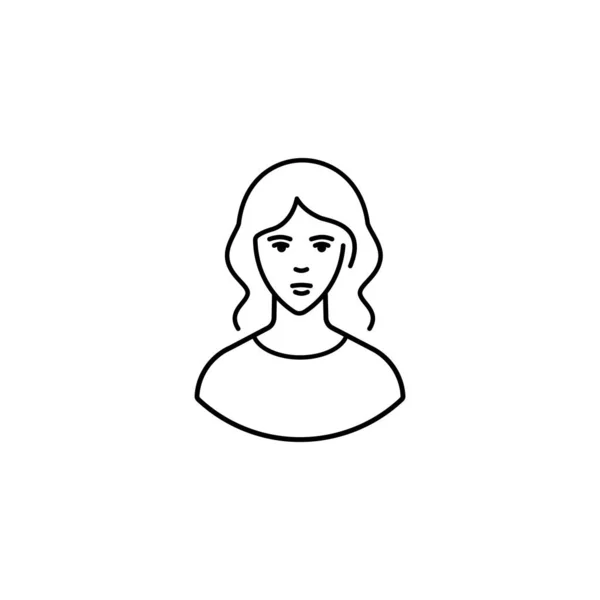 O avatar de uma mulher. Ícone linear de uma cara de mulher. Pode ser usado na indústria da beleza. Cosmetologia, cuidados faciais, massagem, spa, penteados. O elemento de design do logotipo, cartão de visita. Vetor — Vetor de Stock