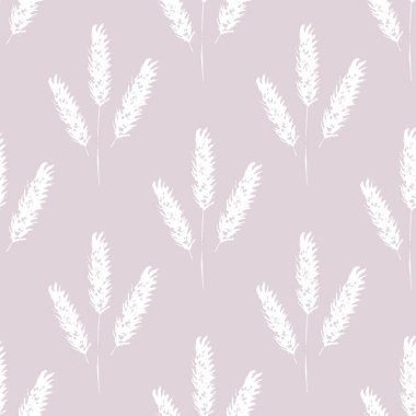 Elle çizilmiş çiçek arkaplanı. Karalama stilinde vektör kusursuz desen. Bej arkaplanda beyaz çiçekler.