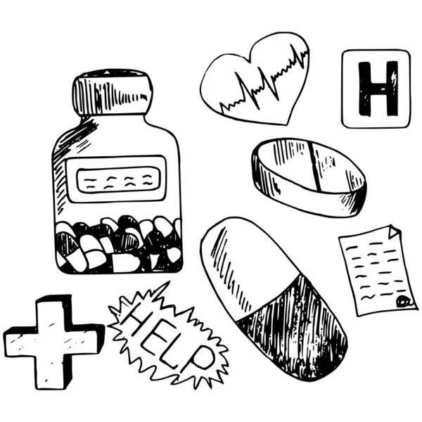 Medicine icons vector doodle — Stock Vector