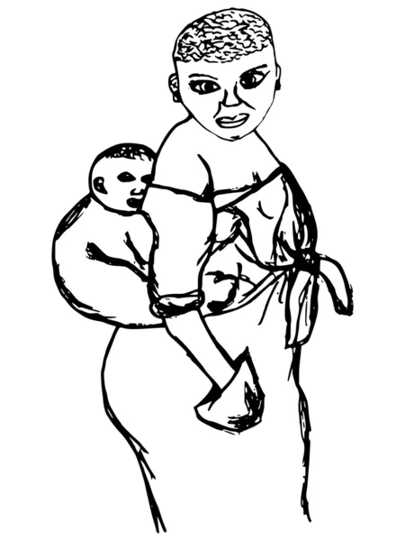 Femme avec un enfant — Image vectorielle