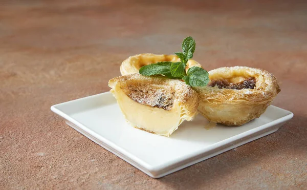 Sobremesa Tradicional Cozinha Portuguesa Pastel Nata Bolo Feito Massa Folhada — Fotografia de Stock