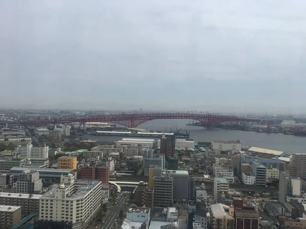 Osaka Japan April 2018 Zicht Stad Akashi Kaikyo Brug Vanaf — Stockfoto