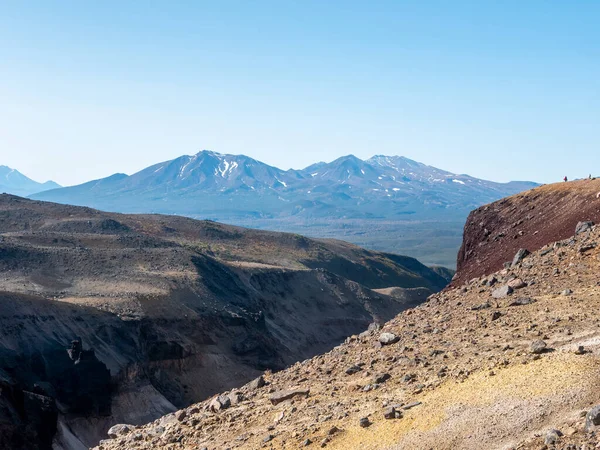 Vista Desfiladeiro Opasny Perto Vulcão Mutnovsky Profundidade Cânion Surpreende Com — Fotografia de Stock