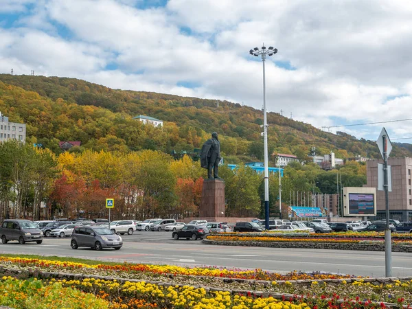 Península Kamchatka Rusia Octubre 2018 Monumento Bronce Líder Del Proletariado — Foto de Stock