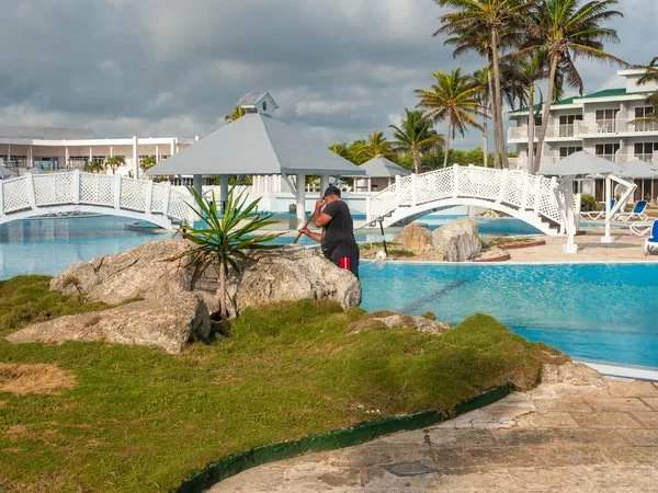 Cayo Coco Küba Mayıs 2021 Otel Çalışanı Tatilciler Gelmeden Önce — Stok fotoğraf