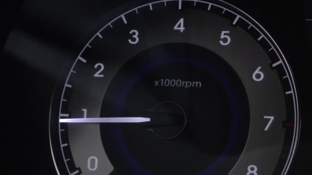 Tachometer dashboard indicator car engine increases decreases rpm revolutions — Stock Video