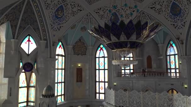 Interior interior Mezquita Kul Sharif Kazán, Tartaristán. Panorama de vídeo — Vídeo de stock