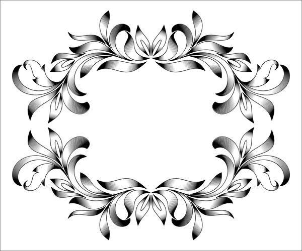 Vintage border frame engraving with retro ornament pattern in antique floral style decorative design — Stock Vector