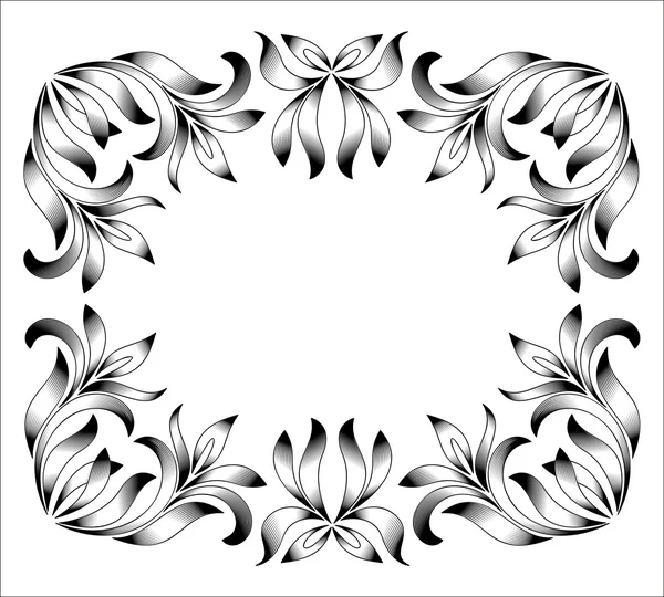 Vintage border frame engraving with retro ornament pattern in antique floral style decorative design — Stock Vector