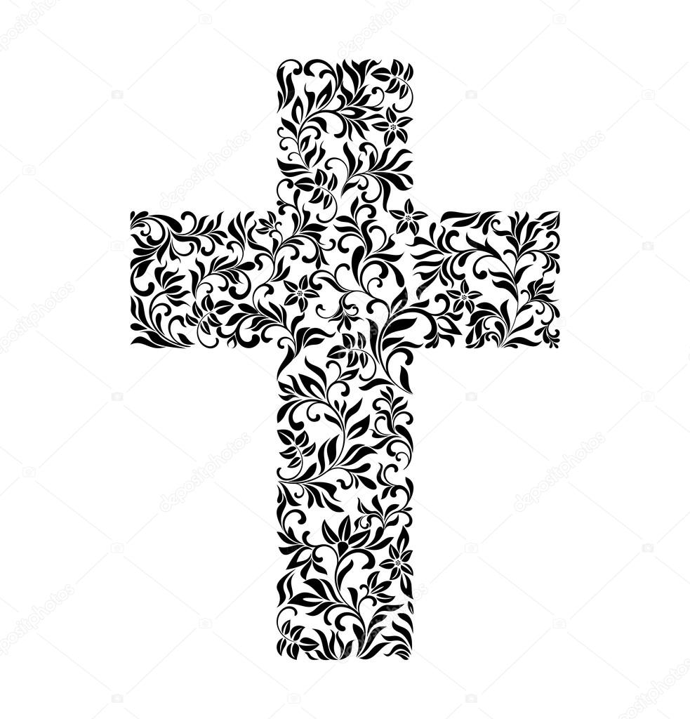 The Cross from a floral ornament on a white background. Stock Vector ...