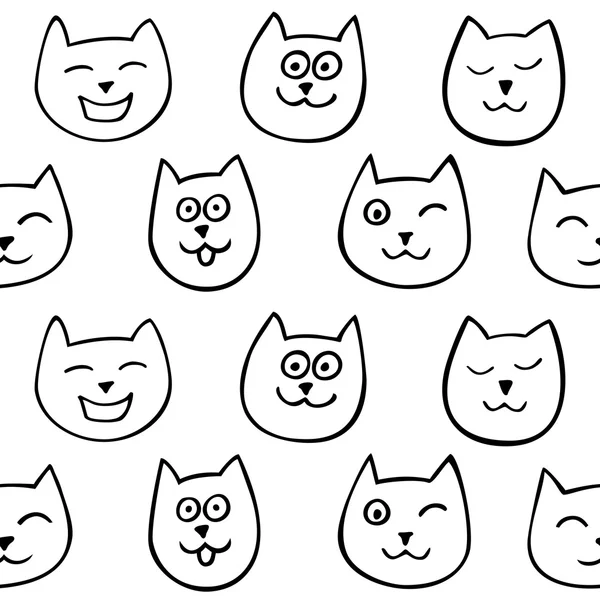 Seamless pattern with cute cats on a white background. — Stock Vector