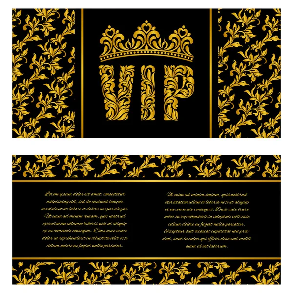 El diseño lujoso del folleto. Inscripción VIP de patrón decorativo floral . — Vector de stock