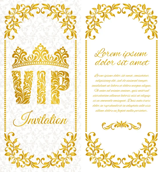 Le design luxueux du flyer. Inscription VIP de motif décoratif floral sur fond blanc . — Image vectorielle