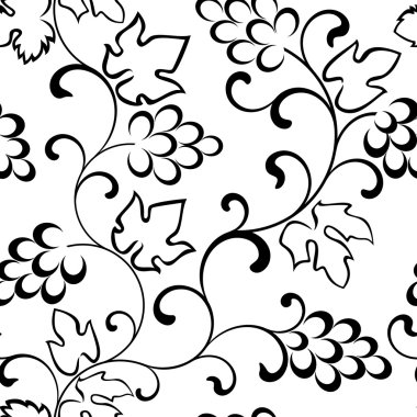 Beyaz bir arka plan üzerinde üzüm dalları ile Seamless Modeli.