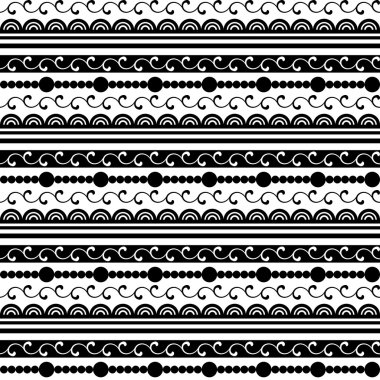 Siyah ve beyaz dantel ve boncuk ile seamless modeli