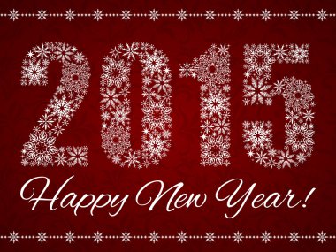 Mutlu yeni yıl 2015. Kar taneleri rakamları