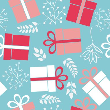  seamless gift pattern on a blue background