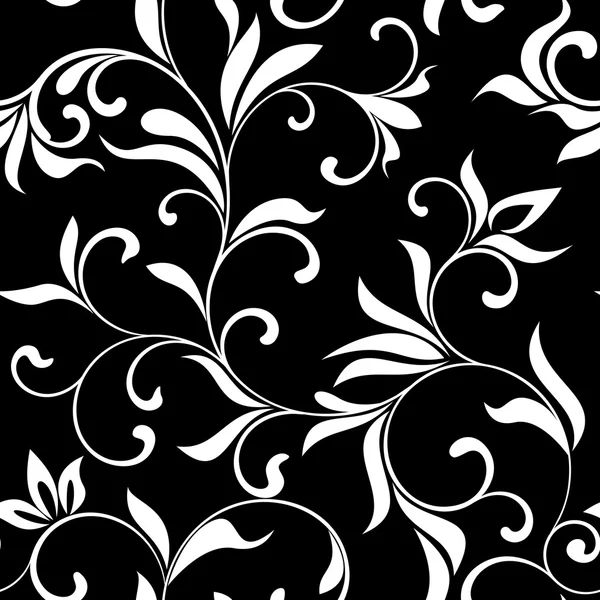 Seamless mönster med vita blommor på svart bakgrund — Stockfoto