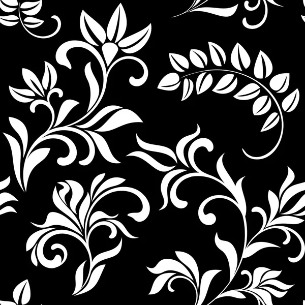 Seamless pattern with white flowers on a black background — Stock Photo, Image