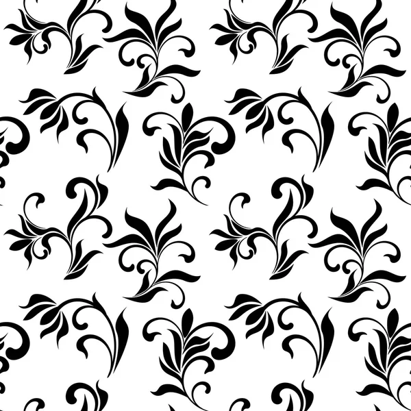 Seamless pattern with black flowers on a white background — Stock Photo, Image