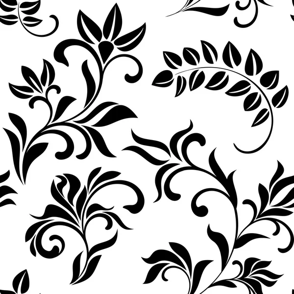 Seamless pattern with black flowers on a white background — Stock Photo, Image