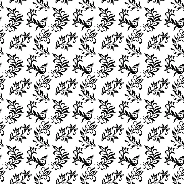 Бесшовный узор с черными цветами на белом фоне — стоковое фото