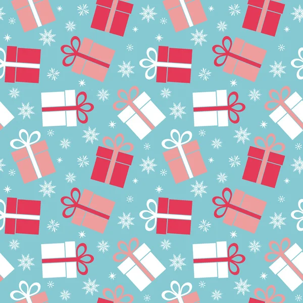 Seamless gift pattern on a blue background — Stockfoto