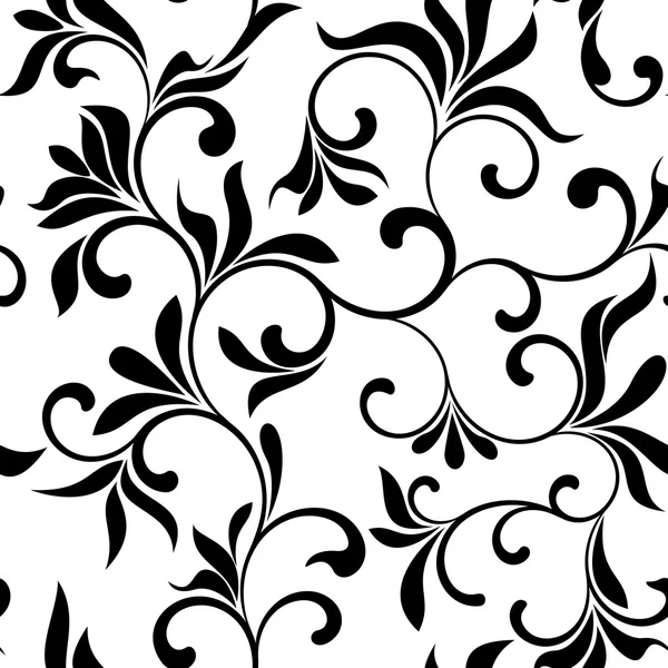 Seamless pattern with black flowers on a white background — Stock Photo, Image