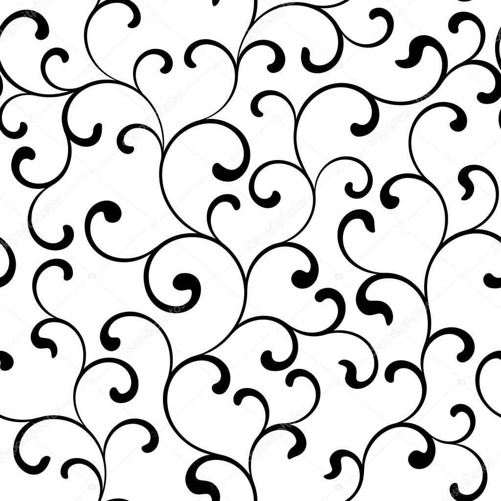 Seamless pattern with black swirls on a white background — Stock Photo