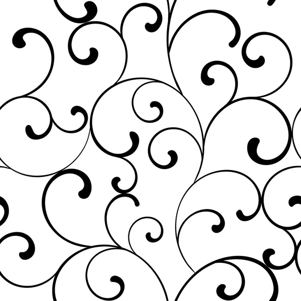 Nahtloses Muster mit schwarzen Strudeln auf weißem Hintergrund — Stockfoto