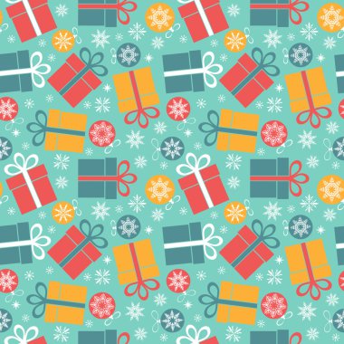 Seamless pattern with gifts on a blue background