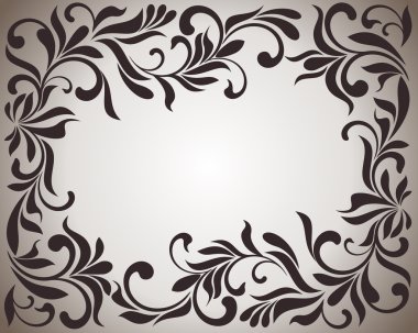 Çerçeve swirls ve retro tarzı bitkisel motifler ile