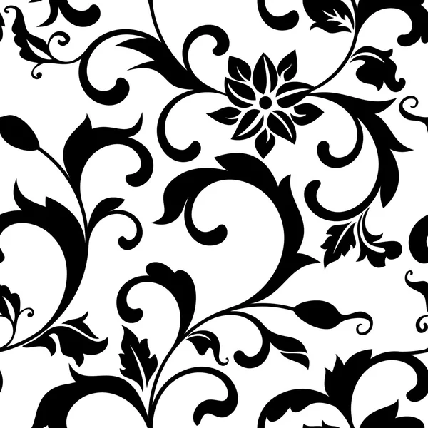 Elegante patrón sin costuras con flores de decoración en una espalda blanca — Vector de stock