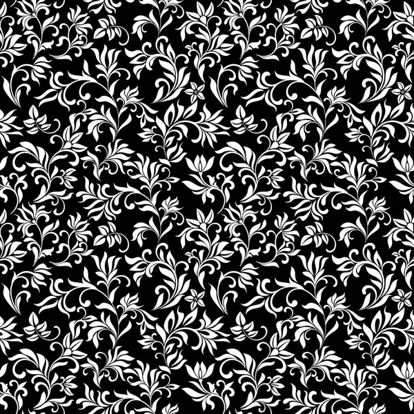 Elegant seamless pattern with decoration flowers on a black back — Stock Vector