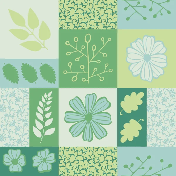 Geometrisches nahtloses Muster mit Pflanzen und Blumen — Stockvektor