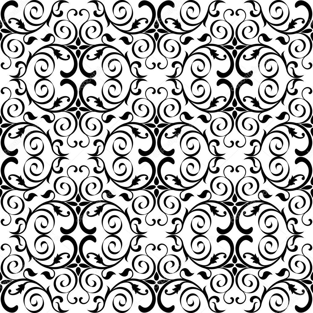 Classical seamless pattern with decoration tracery on a white ba