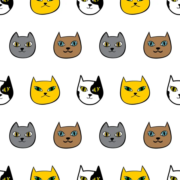 Seamless pattern with cats  on a white background. — Stock Vector