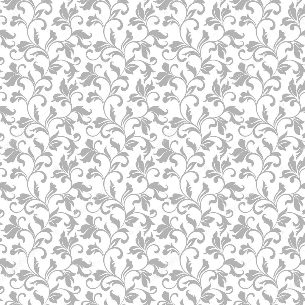 Seamless grey background with white floral pattern. Vector retro  illustration. Ideal for printing on fabric or paper for wallpapers,  textile, wrapping. Stock Vector